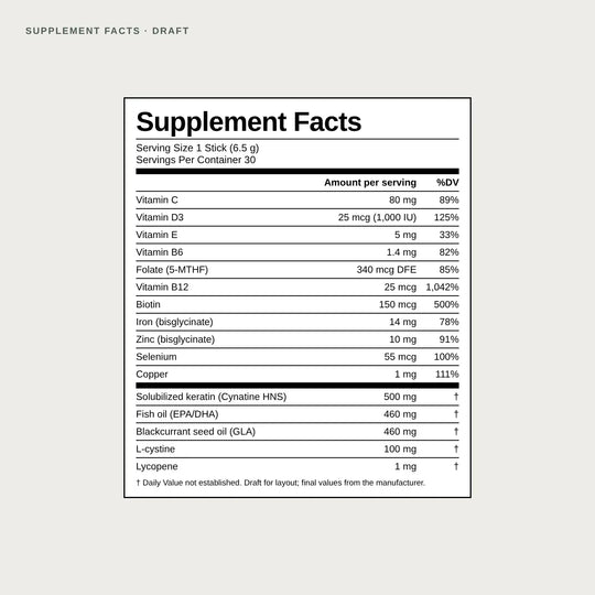 Supplement Facts (draft)